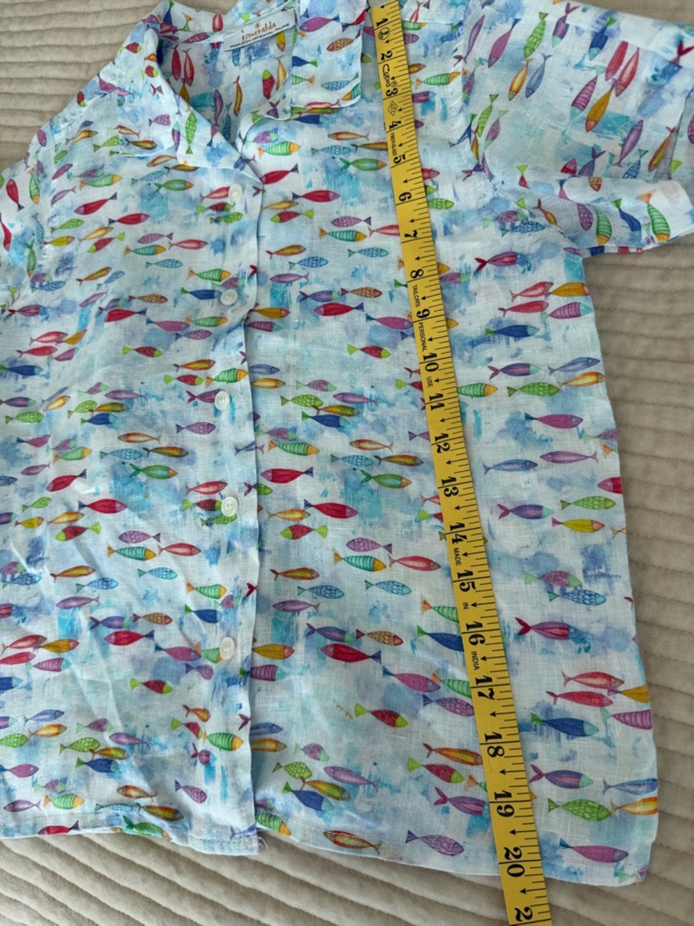 💯 Italian linen button down short sleeves shirt. Classic style, boys Size S - Picture 6 of 9